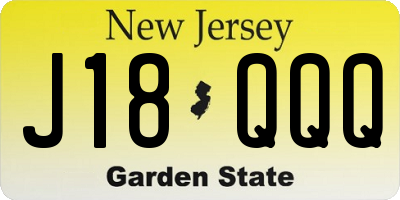 NJ license plate J18QQQ