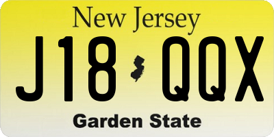 NJ license plate J18QQX