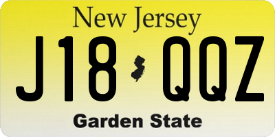 NJ license plate J18QQZ