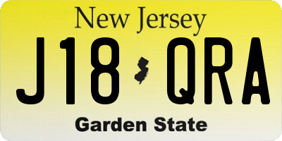 NJ license plate J18QRA