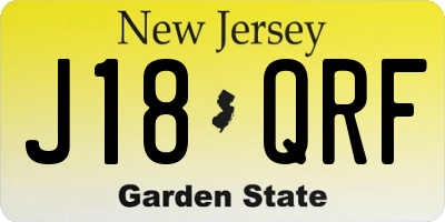 NJ license plate J18QRF