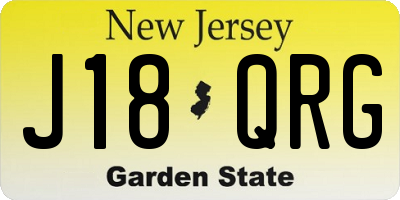 NJ license plate J18QRG