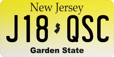 NJ license plate J18QSC