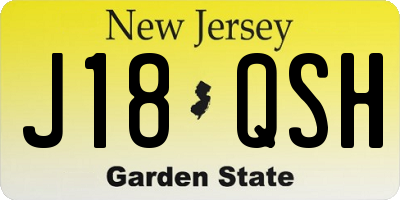 NJ license plate J18QSH