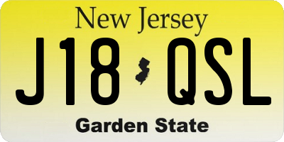 NJ license plate J18QSL