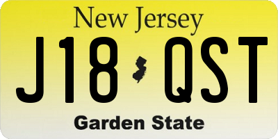NJ license plate J18QST