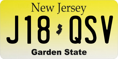 NJ license plate J18QSV