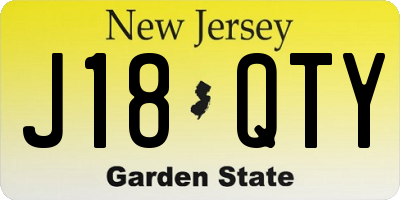 NJ license plate J18QTY