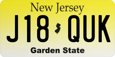 NJ license plate J18QUK
