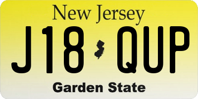NJ license plate J18QUP