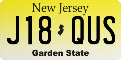 NJ license plate J18QUS