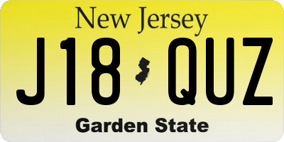 NJ license plate J18QUZ