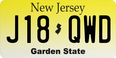 NJ license plate J18QWD