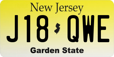 NJ license plate J18QWE