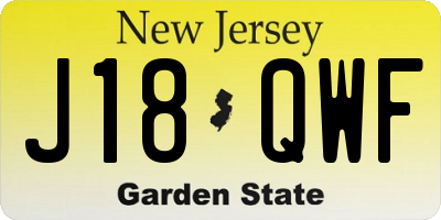 NJ license plate J18QWF