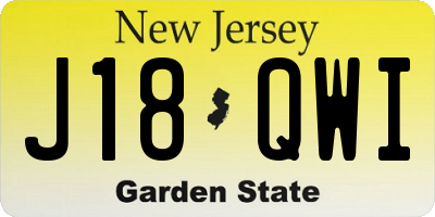 NJ license plate J18QWI