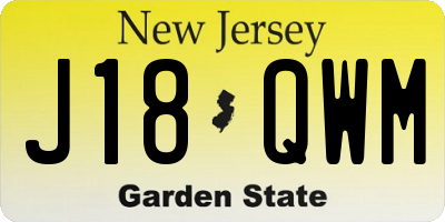 NJ license plate J18QWM