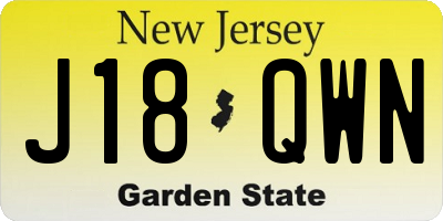 NJ license plate J18QWN