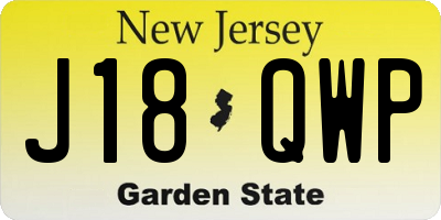 NJ license plate J18QWP
