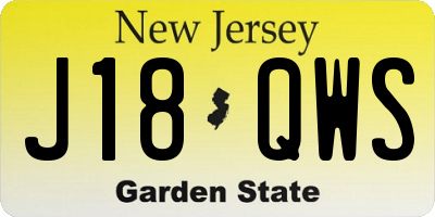 NJ license plate J18QWS