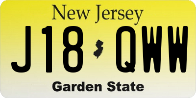 NJ license plate J18QWW