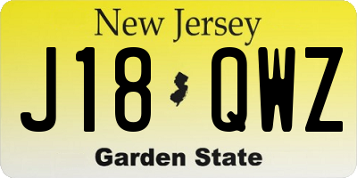 NJ license plate J18QWZ