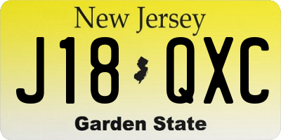 NJ license plate J18QXC