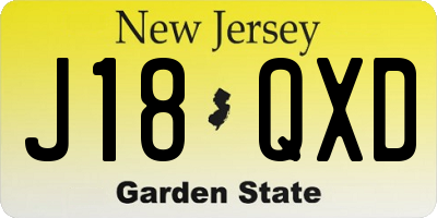 NJ license plate J18QXD