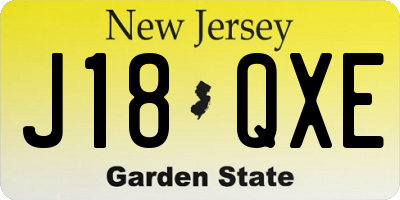 NJ license plate J18QXE