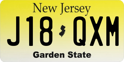 NJ license plate J18QXM
