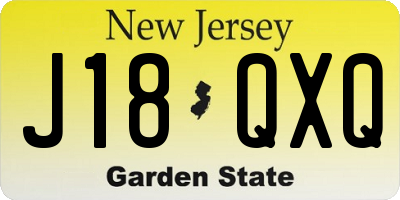 NJ license plate J18QXQ