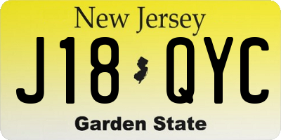 NJ license plate J18QYC