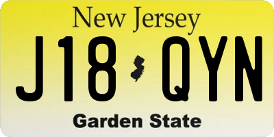 NJ license plate J18QYN