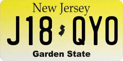 NJ license plate J18QYO