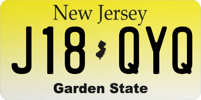 NJ license plate J18QYQ