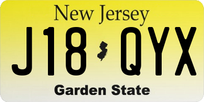 NJ license plate J18QYX