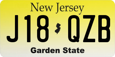 NJ license plate J18QZB