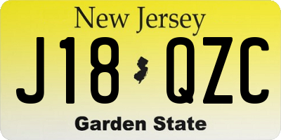 NJ license plate J18QZC