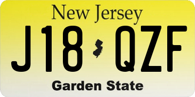 NJ license plate J18QZF