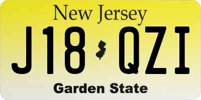 NJ license plate J18QZI