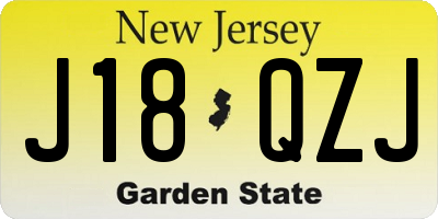 NJ license plate J18QZJ