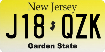NJ license plate J18QZK