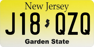 NJ license plate J18QZQ