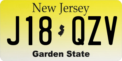 NJ license plate J18QZV