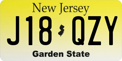 NJ license plate J18QZY
