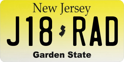NJ license plate J18RAD
