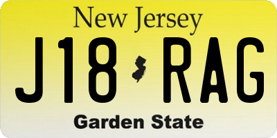 NJ license plate J18RAG