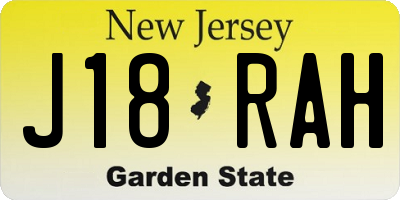 NJ license plate J18RAH