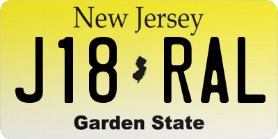 NJ license plate J18RAL