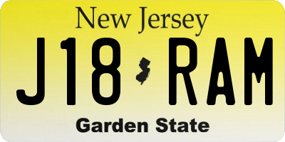 NJ license plate J18RAM